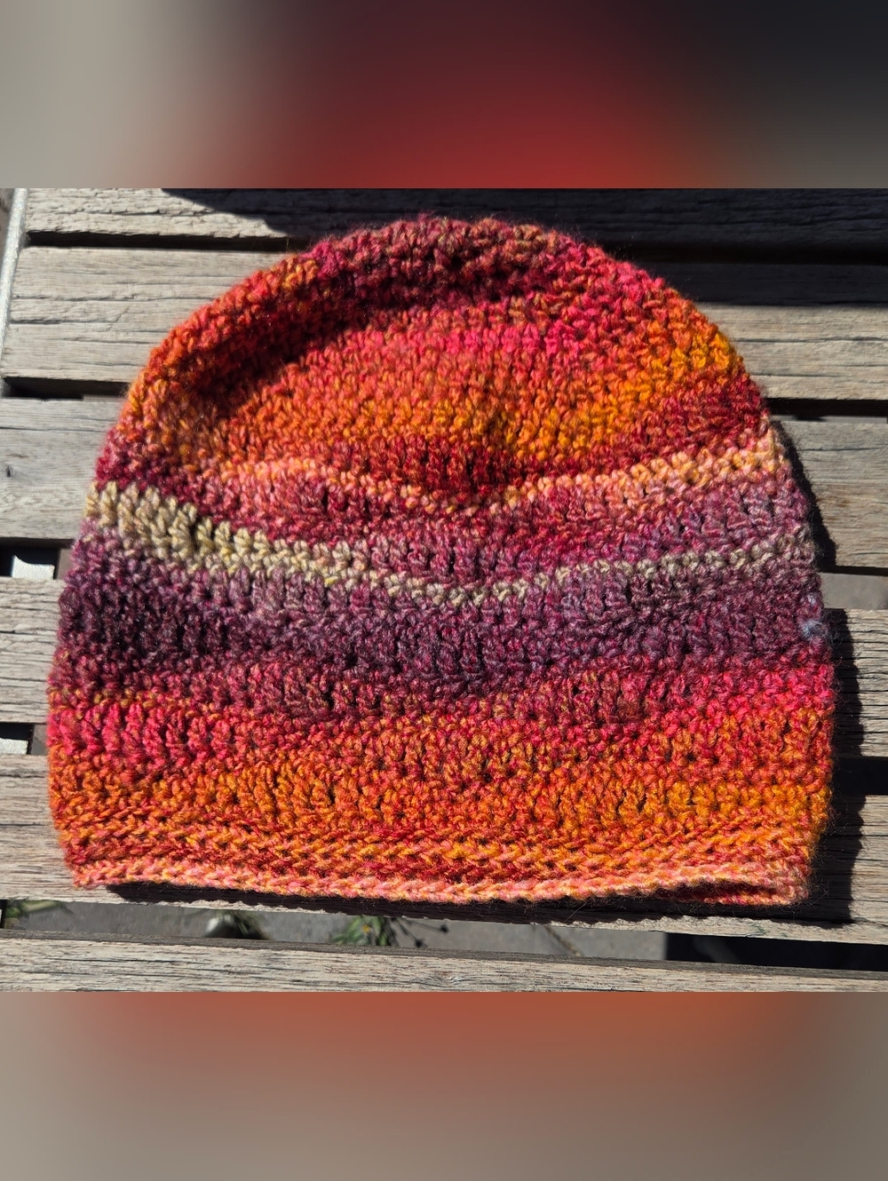 Artisan Handmade Crochet "Monsoon Sunset" Beanie Hat